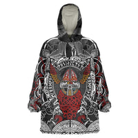 Viking Berserker and Valknut Norse Mythology Wearable Blanket Hoodie Red and Black Celtic Knotwork Art