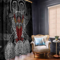 Viking Berserker and Valknut Norse Mythology Window Curtain Red and Black Celtic Knotwork Art