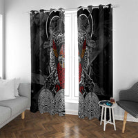Viking Berserker and Valknut Norse Mythology Window Curtain Red and Black Celtic Knotwork Art