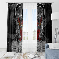 Viking Berserker and Valknut Norse Mythology Window Curtain Red and Black Celtic Knotwork Art