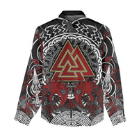 Viking Berserker and Valknut Norse Mythology Women Casual Shirt Red and Black Celtic Knotwork Art
