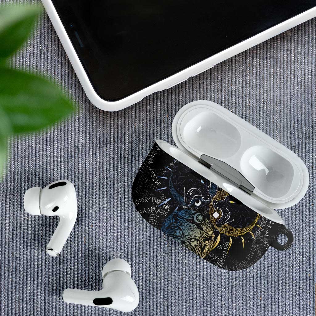 Skoll and Hati Norse Mythology AirPods Case Viking Dual Moon Celtic Line Art