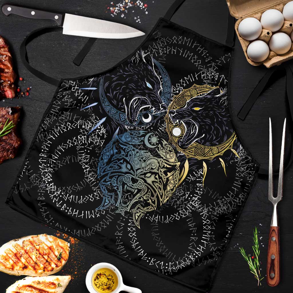 Skoll and Hati Norse Mythology Apron Viking Dual Moon Celtic Line Art