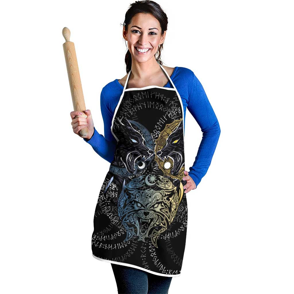 Skoll and Hati Norse Mythology Apron Viking Dual Moon Celtic Line Art
