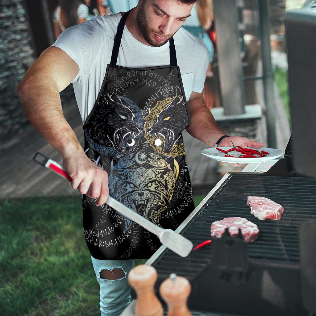 Skoll and Hati Norse Mythology Apron Viking Dual Moon Celtic Line Art