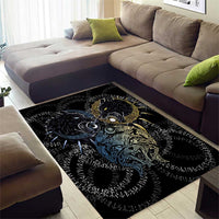 Skoll and Hati Norse Mythology Area Rug Viking Dual Moon Celtic Line Art