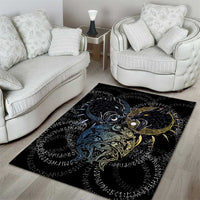 Skoll and Hati Norse Mythology Area Rug Viking Dual Moon Celtic Line Art
