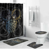 Skoll and Hati Norse Mythology Bathroom Set Viking Dual Moon Celtic Line Art