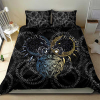 Skoll and Hati Norse Mythology Bedding Set Viking Dual Moon Celtic Line Art