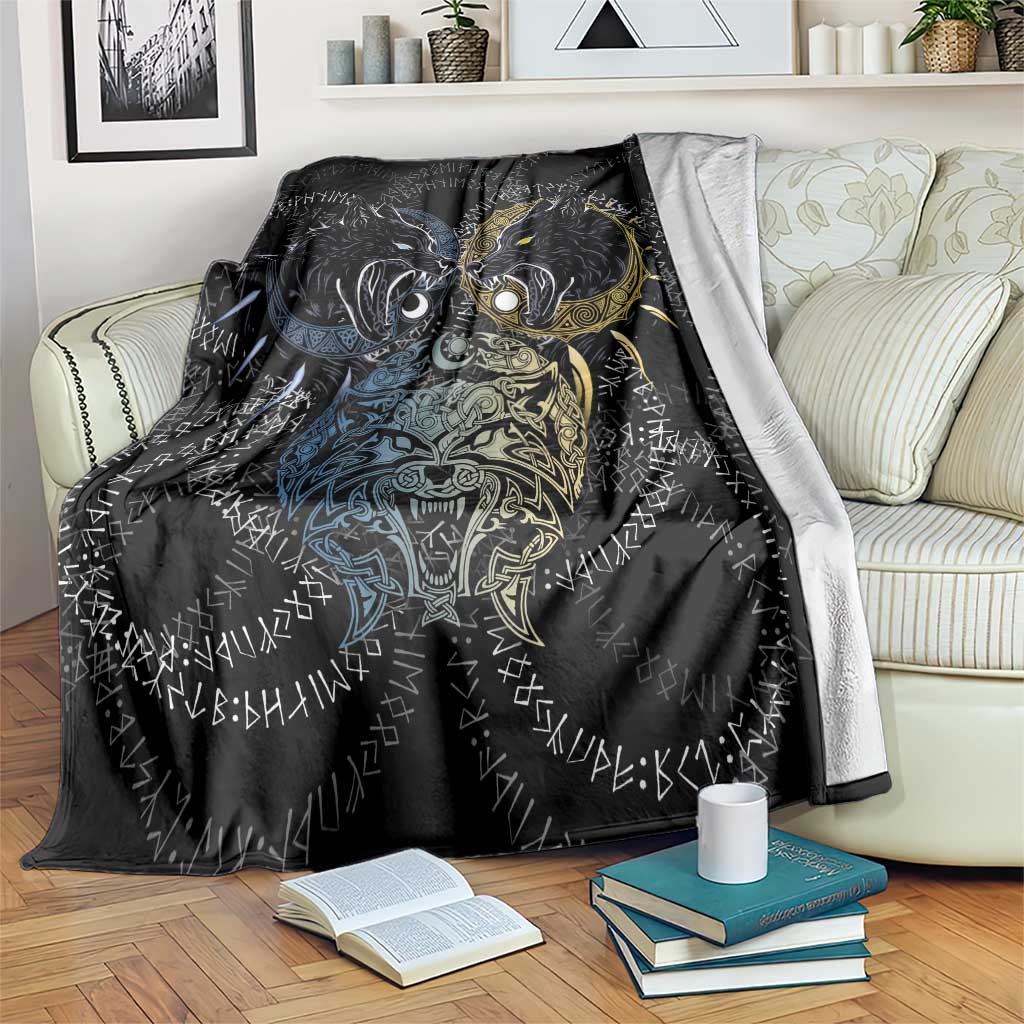 Skoll and Hati Norse Mythology Blanket Viking Dual Moon Celtic Line Art