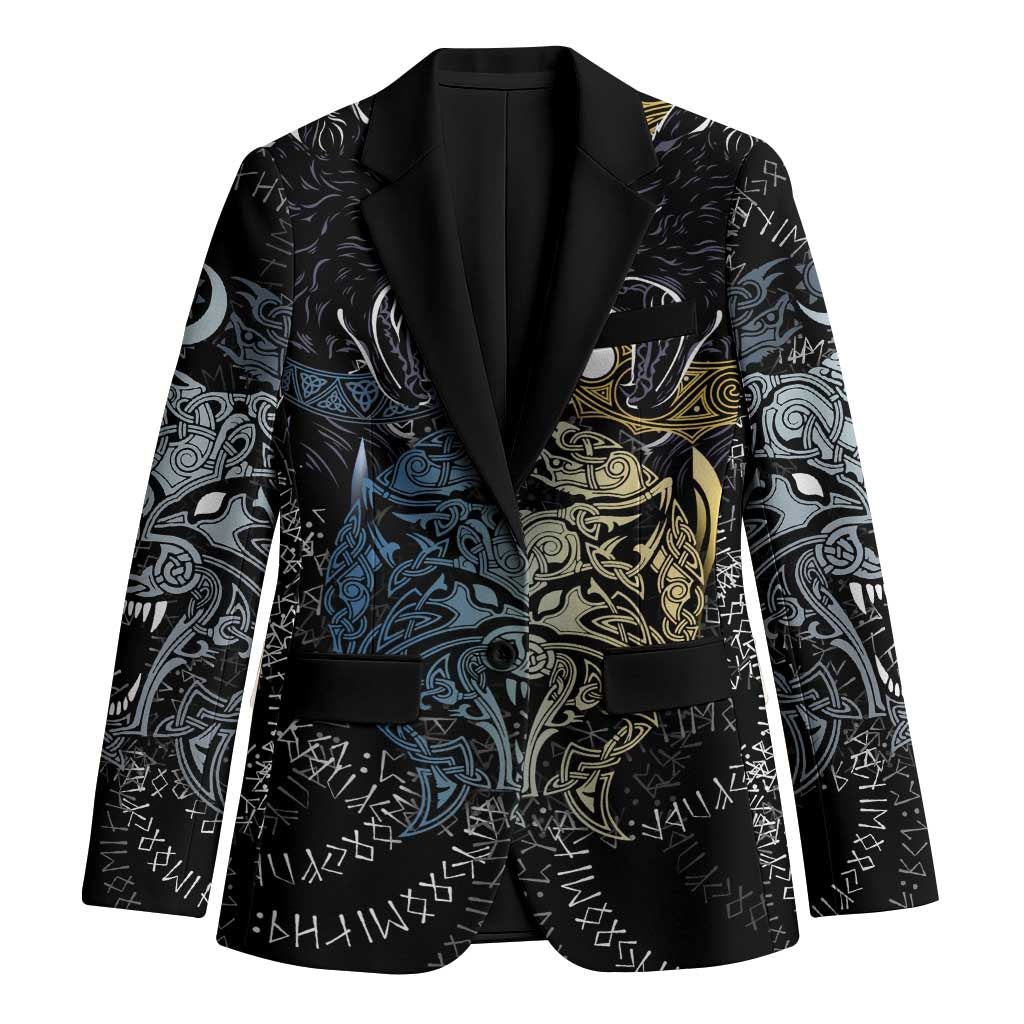 Skoll and Hati Norse Mythology Blazer Viking Dual Moon Celtic Line Art