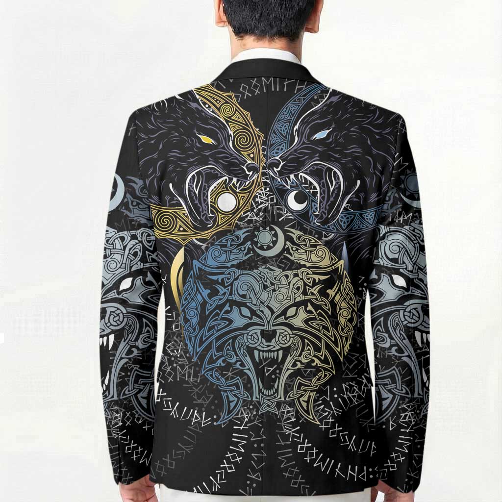 Skoll and Hati Norse Mythology Blazer Viking Dual Moon Celtic Line Art