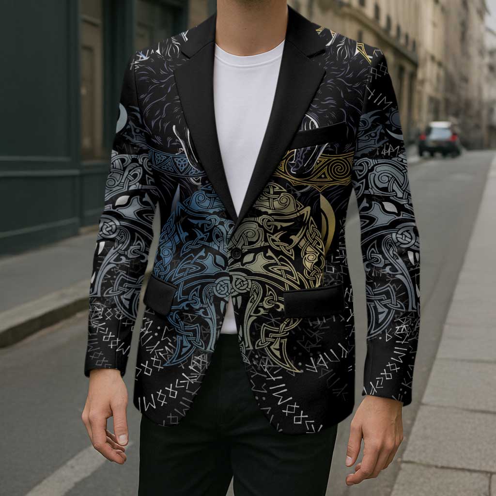 Skoll and Hati Norse Mythology Blazer Viking Dual Moon Celtic Line Art