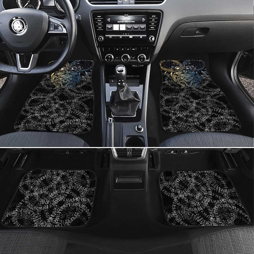 Skoll and Hati Norse Mythology Car Mats Viking Dual Moon Celtic Line Art
