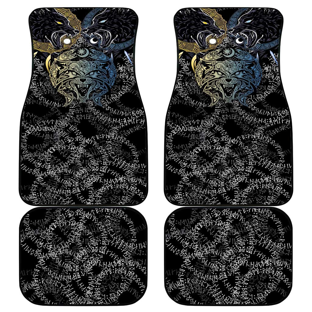 Skoll and Hati Norse Mythology Car Mats Viking Dual Moon Celtic Line Art