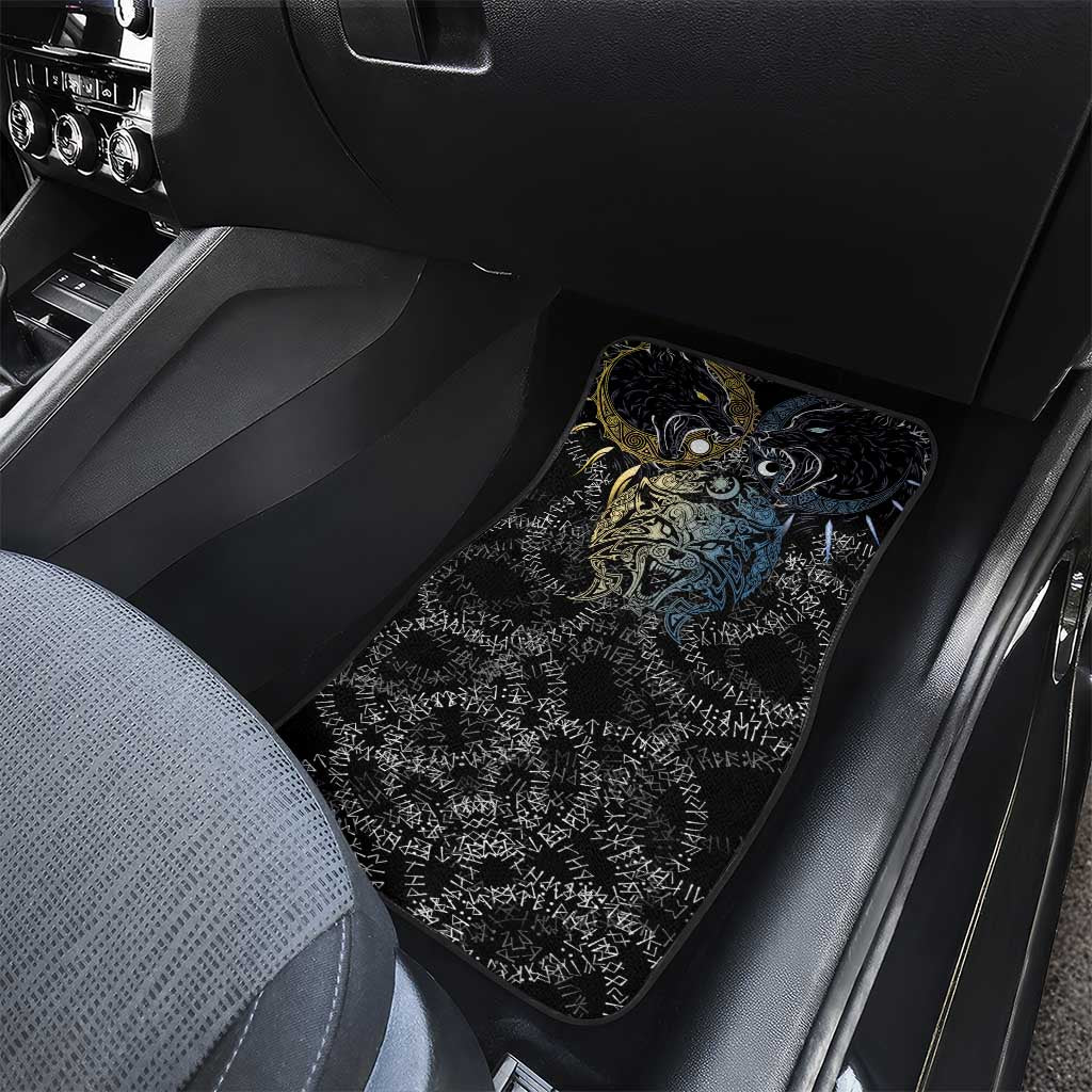 Skoll and Hati Norse Mythology Car Mats Viking Dual Moon Celtic Line Art