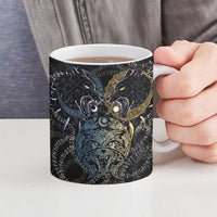 Skoll and Hati Norse Mythology Ceramic Mug Viking Dual Moon Celtic Line Art