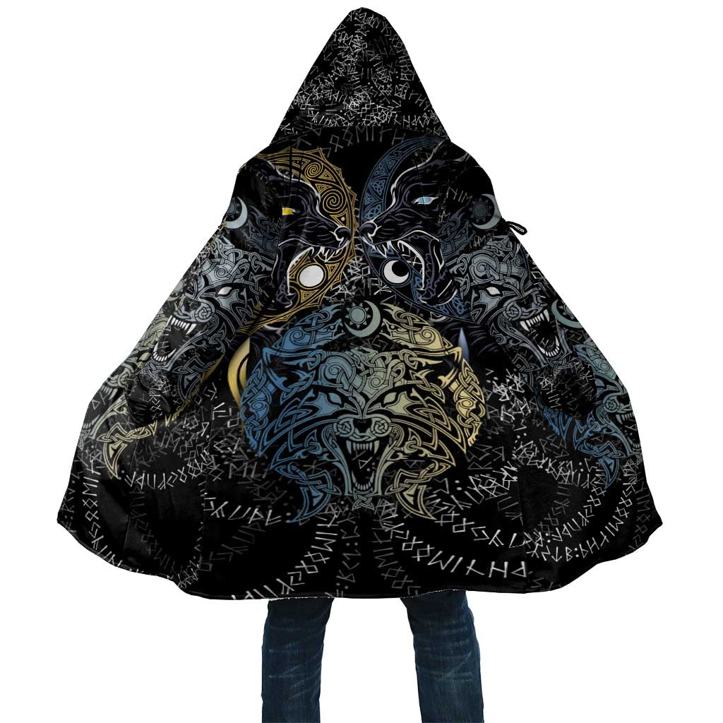 Skoll and Hati Norse Mythology Cloak Viking Dual Moon Celtic Line Art