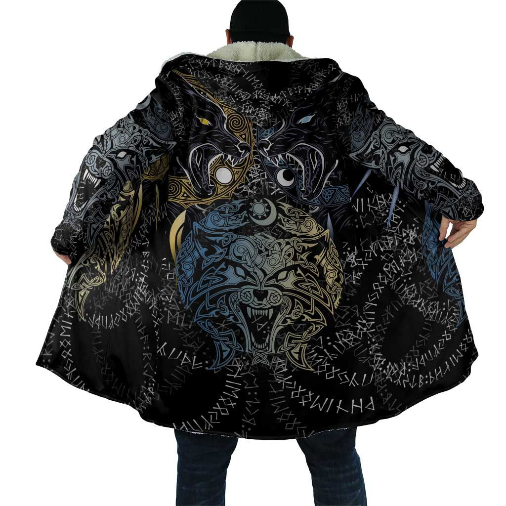 Skoll and Hati Norse Mythology Cloak Viking Dual Moon Celtic Line Art
