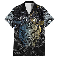 Skoll and Hati Norse Mythology Hawaiian Shirt Viking Dual Moon Celtic Line Art