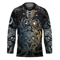 Skoll and Hati Norse Mythology Hockey Jersey Viking Dual Moon Celtic Line Art