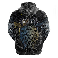 Skoll and Hati Norse Mythology Hoodie Viking Dual Moon Celtic Line Art