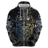 Skoll and Hati Norse Mythology Hoodie Viking Dual Moon Celtic Line Art