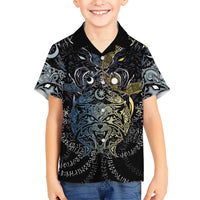 Skoll and Hati Norse Mythology Kid Hawaiian Shirt Viking Dual Moon Celtic Line Art