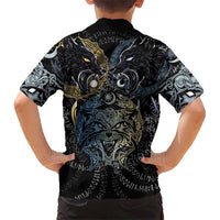 Skoll and Hati Norse Mythology Kid Hawaiian Shirt Viking Dual Moon Celtic Line Art