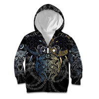 Skoll and Hati Norse Mythology Kid Hoodie Viking Dual Moon Celtic Line Art