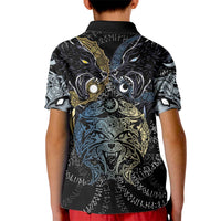 Skoll and Hati Norse Mythology Kid Polo Shirt Viking Dual Moon Celtic Line Art