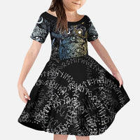 Skoll and Hati Norse Mythology Kid Short Sleeve Dress Viking Dual Moon Celtic Line Art