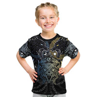 Skoll and Hati Norse Mythology Kid T Shirt Viking Dual Moon Celtic Line Art