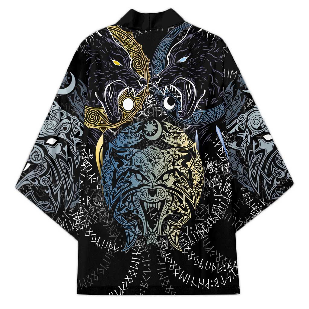 Skoll and Hati Norse Mythology Kimono Viking Dual Moon Celtic Line Art