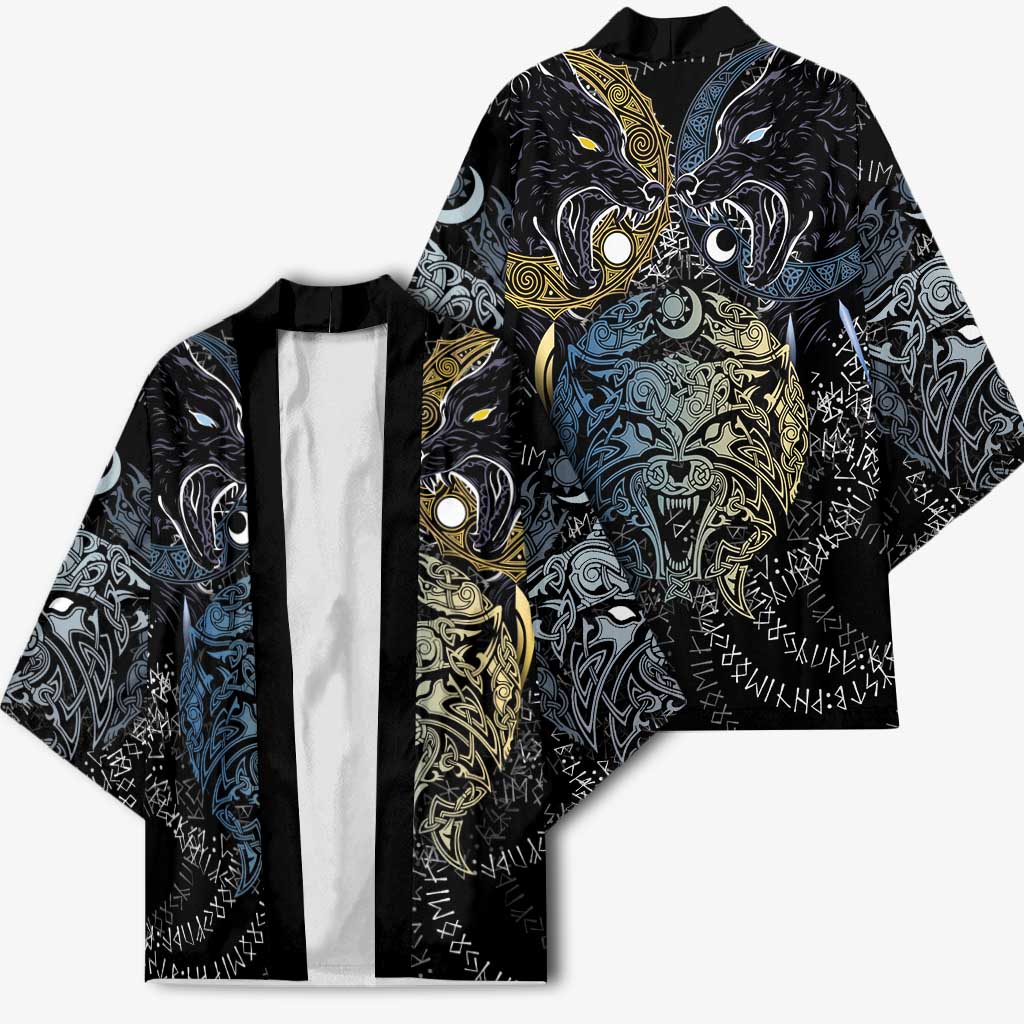Skoll and Hati Norse Mythology Kimono Viking Dual Moon Celtic Line Art
