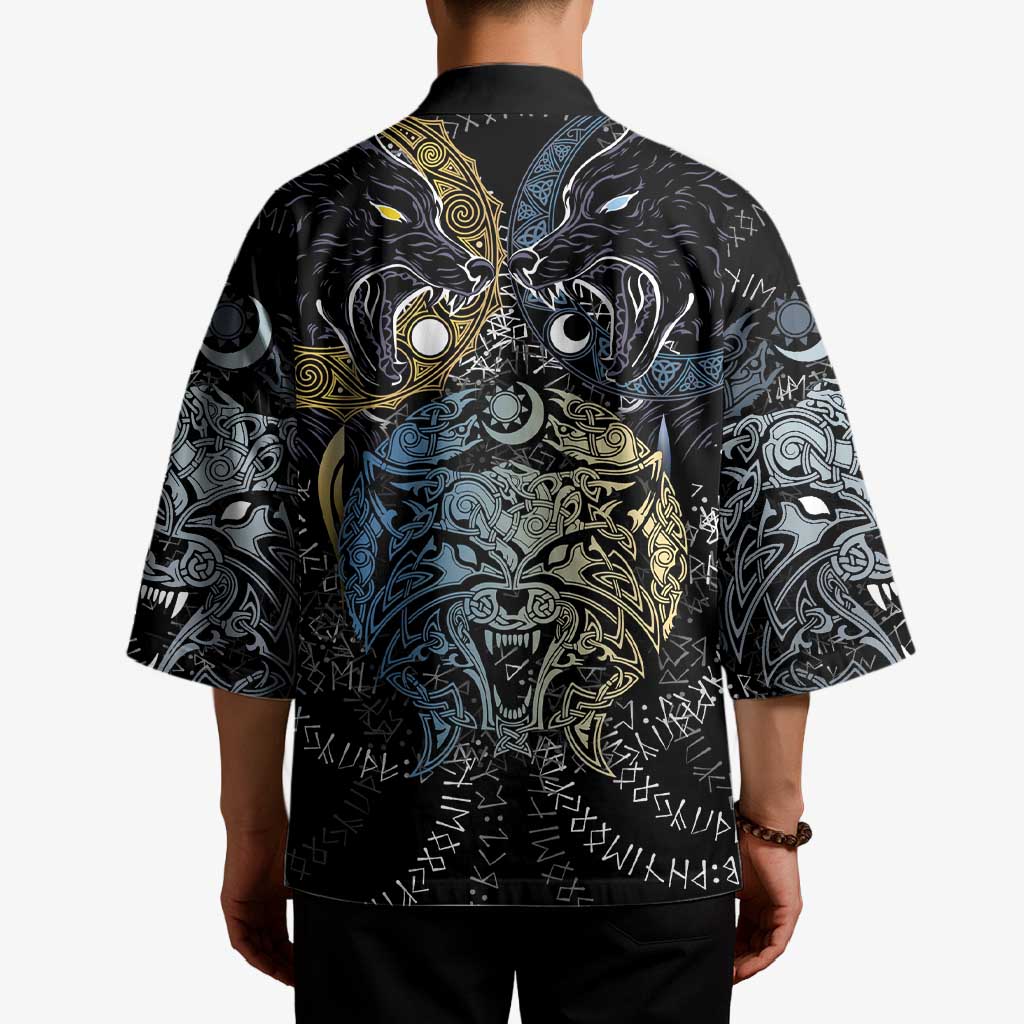 Skoll and Hati Norse Mythology Kimono Viking Dual Moon Celtic Line Art