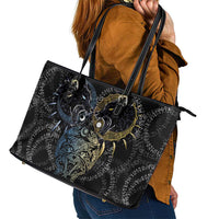 Skoll and Hati Norse Mythology Leather Tote Bag Viking Dual Moon Celtic Line Art
