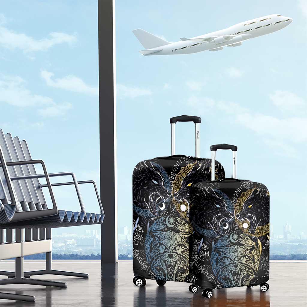 Skoll and Hati Norse Mythology Luggage Cover Viking Dual Moon Celtic Line Art