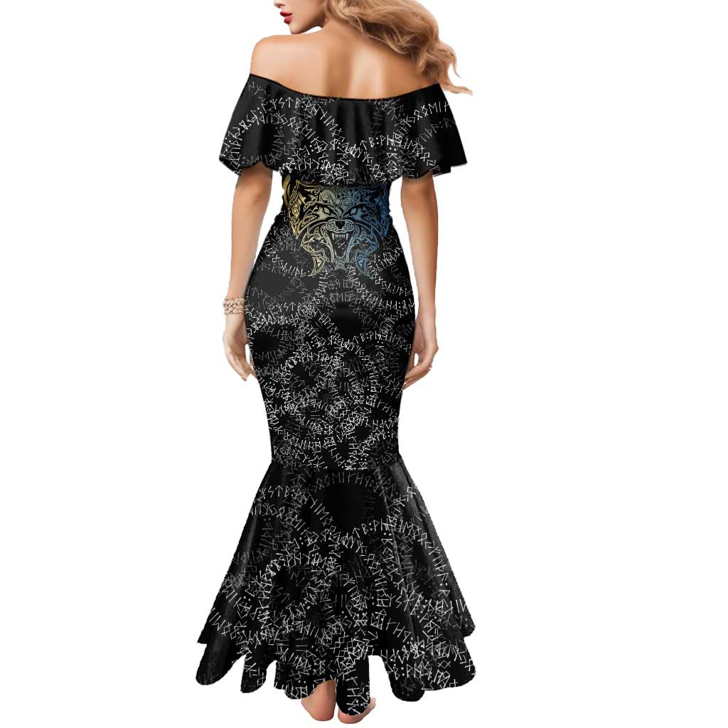 Skoll and Hati Norse Mythology Mermaid Dress Viking Dual Moon Celtic Line Art