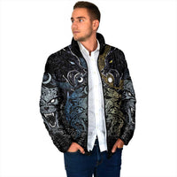Skoll and Hati Norse Mythology Padded Jacket Viking Dual Moon Celtic Line Art