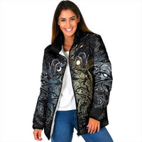 Skoll and Hati Norse Mythology Padded Jacket Viking Dual Moon Celtic Line Art