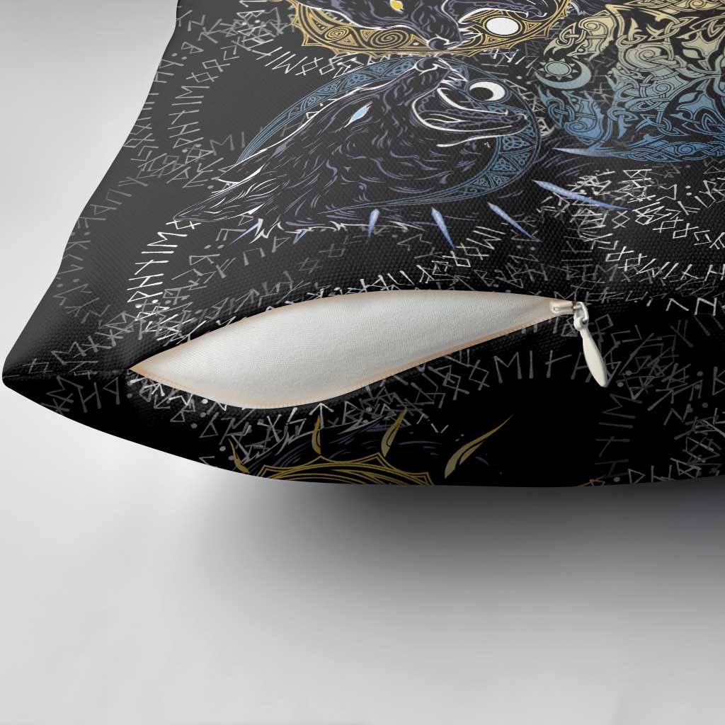 Skoll and Hati Norse Mythology Pillow Cover Viking Dual Moon Celtic Line Art
