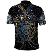 Skoll and Hati Norse Mythology Polo Shirt Viking Dual Moon Celtic Line Art