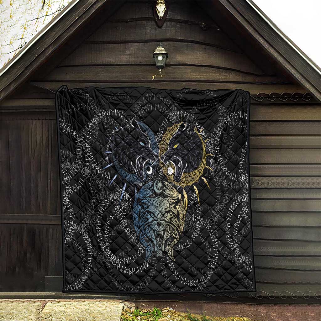 Skoll and Hati Norse Mythology Quilt Viking Dual Moon Celtic Line Art