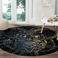 Skoll and Hati Norse Mythology Round Carpet Viking Dual Moon Celtic Line Art