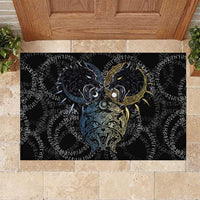 Skoll and Hati Norse Mythology Rubber Doormat Viking Dual Moon Celtic Line Art