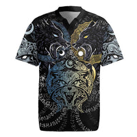 Skoll and Hati Norse Mythology Rugby Jersey Viking Dual Moon Celtic Line Art