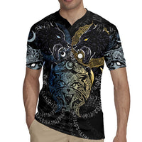 Skoll and Hati Norse Mythology Rugby Jersey Viking Dual Moon Celtic Line Art