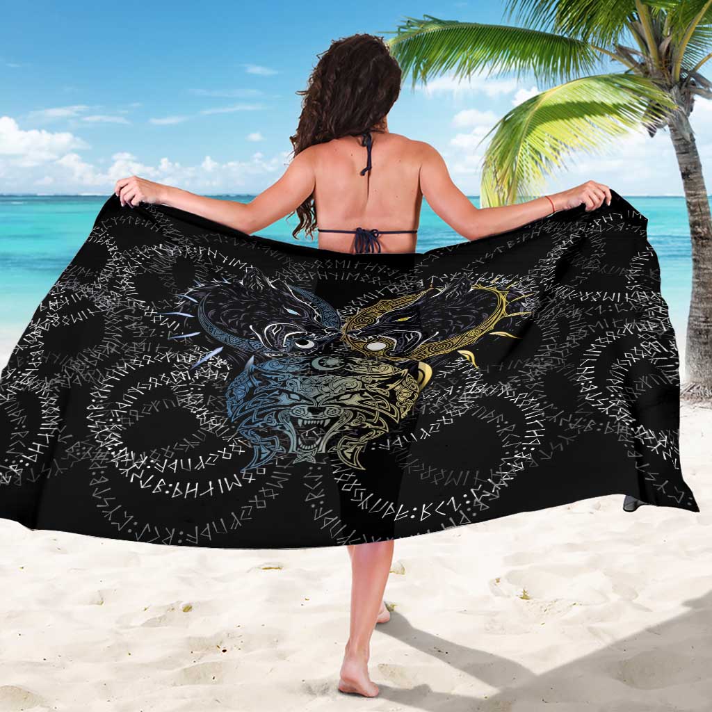 Skoll and Hati Norse Mythology Sarong Viking Dual Moon Celtic Line Art