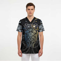Skoll and Hati Norse Mythology Scrub Top Viking Dual Moon Celtic Line Art